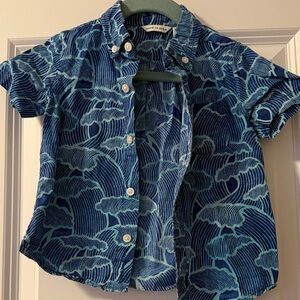 Janie and Jack Blue Wave Pattern Button Down Shirt
